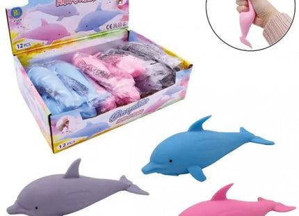 Entspannender Antistress-Delfin, 18 cm, 3 Farben sortiert, 12er Display TK Gruppe® Grosshandel 