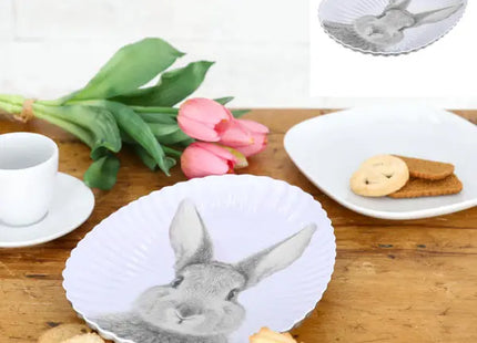 Entzückender Hasen Gebäckteller - Keramik Kuchenplatte, Ca. 18x24cm - Niedliches Kaninchen Design TK Gruppe® Grosshandel 