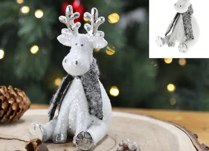 Entzückender Sitzender Hirsch mit Schal, Festliche Figur, ca. 12 cm Hoch TK Gruppe® Grosshandel 
