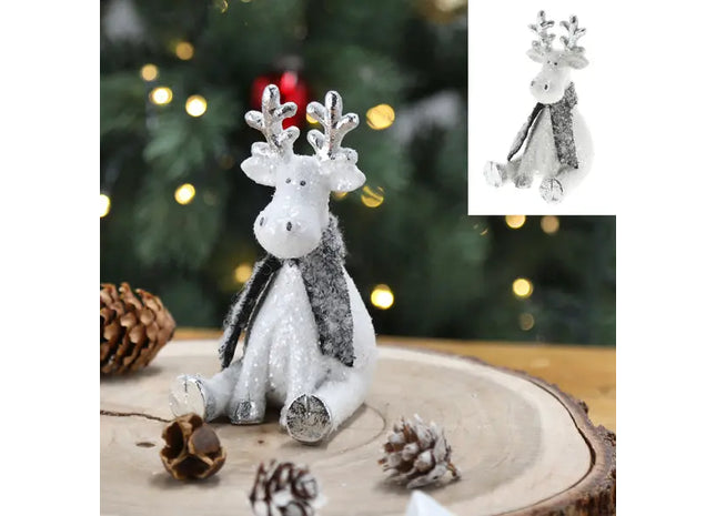 Entzückender Sitzender Hirsch mit Schal, Festliche Figur, ca. 12 cm Hoch TK Gruppe® Grosshandel 