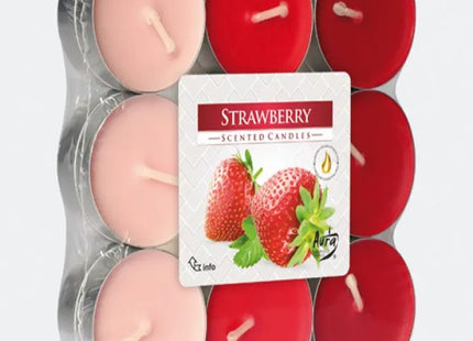 Erdbeer-Duft-Teelichter, 18er-Pack in praktischer Blockverpackung – Ideal für süße Atmosphäre TK Gruppe® Grosshandel 