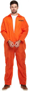 Erwachsene Gefängnis-Overall Orange mit Metall-Handschellen, Einheitsgröße TK Gruppe® Grosshandel 