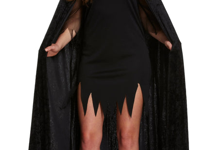 Erwachsene Schwarzes Samt Cape Mit Kapuze - Elegantes Gothic Zubehör TK Gruppe® Grosshandel 