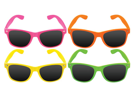 Erwachsene Sonnenbrille Neon-Rahmen Mit Dunklen Gläsern, 4Er Set Verschiedene Farben TK Gruppe® Grosshandel 