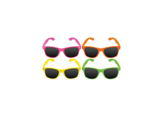 Erwachsene Sonnenbrille Neon-Rahmen Mit Dunklen Gläsern, 4Er Set Verschiedene Farben TK Gruppe® Grosshandel 