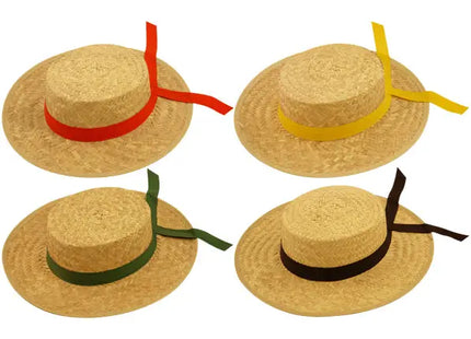 Erwachsener Strohhut Boater - Klassischer Sommerhut mit flacher Oberseite für Outdoor TK Gruppe® Grosshandel 