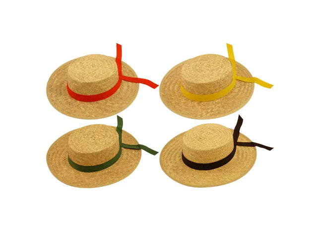 Erwachsener Strohhut Boater - Klassischer Sommerhut mit flacher Oberseite für Outdoor TK Gruppe® Grosshandel 