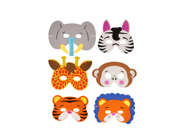 Eva-Dashing Masken-Set, 6 verschiedene Designs – Tiermasken für Kinder, Party & Karneval TK Gruppe® Grosshandel 