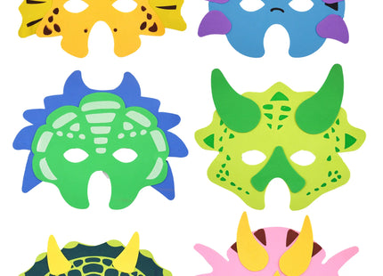 Eva Dinosaurier-Masken-Set, 6-teilig, verschiedene Designs, Kinderparty-Zubehör TK Gruppe® Grosshandel 