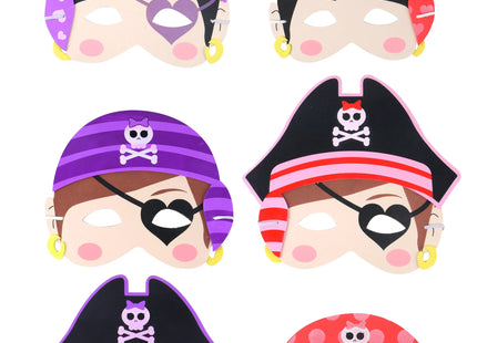 Eva Piratenmädchen-Masken, 6Er-Pack, sortierte Designs für Kinder TK Gruppe® Grosshandel 