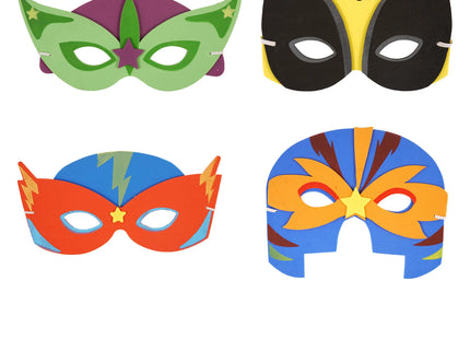 Eva Superhero Masks, 4 Set - Kindergeburtstag & Verkleidungsparty Zubehör TK Gruppe® Grosshandel 