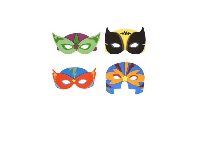 Eva Superhero Masks, 4 Set - Kindergeburtstag & Verkleidungsparty Zubehör TK Gruppe® Grosshandel 