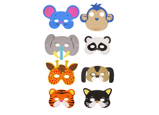 Eva Tiermasken-Set 8-teilig – Vielfältige Tiergesichter für Kinder, Partys & Veranstaltungen TK Gruppe® Grosshandel 