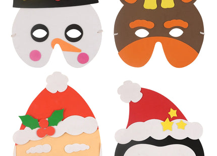 Eva Weihnachtsmasken 4Er Set - Verschiedene festliche Designs, Kinderparty & Kostümzubehör TK Gruppe® Grosshandel 