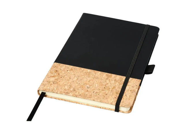 Evora A5 Notizbuch in Schwarz, Thermo PU & Kork, elegant & praktisch TK Gruppe® Grosshandel 