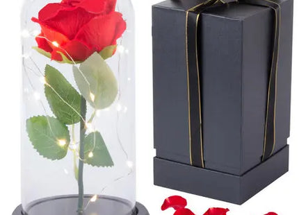 Ewige rose in glas geschenk led leuchtet box