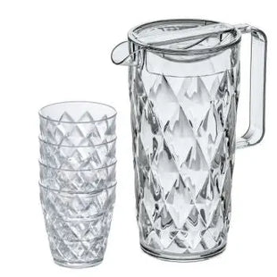 Exklusive CRYSTAL Glaskanne mit 4 Bechern, 1,6l & 250ml – Kristallklar TK Gruppe® Grosshandel 