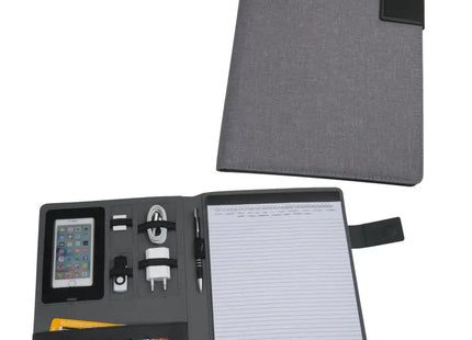 Exklusive Schreibmappe Salermo im A4-Format - stilvoll und funktional in Silbergrau TK Gruppe® Grosshandel 
