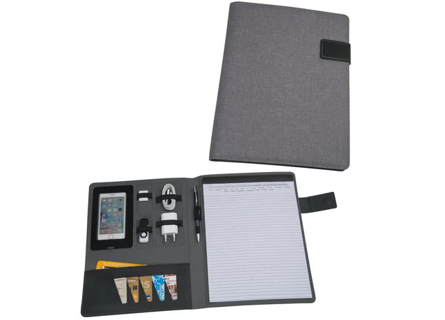 Exklusive Schreibmappe Salermo im A4-Format - stilvoll und funktional in Silbergrau TK Gruppe® Grosshandel 