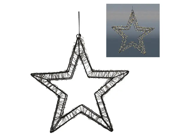 Exklusiver 3D LED-Stern für Außen, schwarz, 1200 LEDs, Ø 56cm TK Gruppe® Grosshandel 