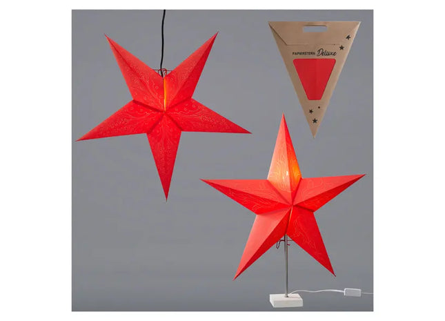 Exklusives Papierstern-Duo, Rot, 2 pro Set, Ca. 60cm Durchmesser - Festliche Dekoration für elegante Atmosphäre TK Gruppe® Grosshandel 