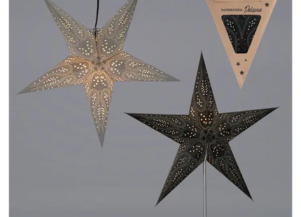 Exklusives Papierstern-Duo, Schwarz + Grau, 2 pro Set, Ca. 60cm Durchmesser - Elegante Dekoration TK Gruppe® Grosshandel 