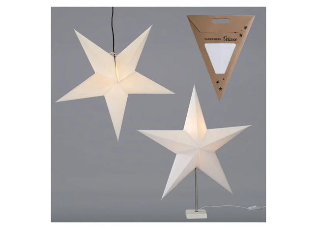 Exklusives Papierstern-Duo, Weiß, 2 pro Set, Ca. 60cm Durchmesser - Elegante Dekoration für festliche Stimmung TK Gruppe® Grosshandel 