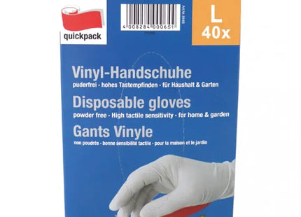 Extra Dünne Vinylhandschuhe, Größe L, 40er-Pack - Flexibel & Leicht für Einmalgebrauch TK Gruppe® Grosshandel 