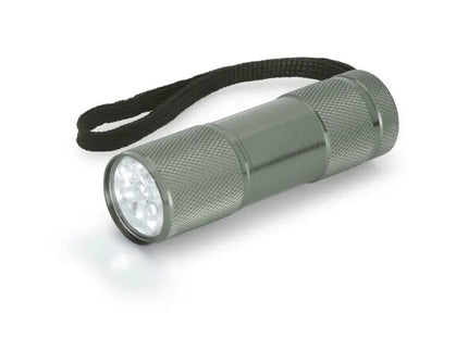 FLASHY Taschenlampe aus Aluminium mit 9 LEDs - Gewehrmetall, langlebig und leistungsstark TK Gruppe® Grosshandel 