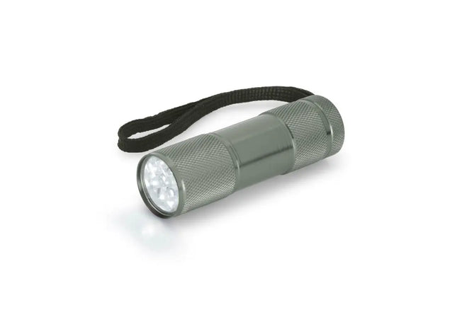 FLASHY Taschenlampe aus Aluminium mit 9 LEDs - Gewehrmetall, langlebig und leistungsstark TK Gruppe® Grosshandel 