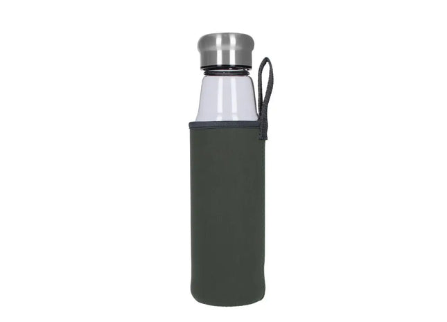 FLAVOUR Trinkflasche aus Glas 500 ml mit Schutzhülle - Grau TK Gruppe® Grosshandel 