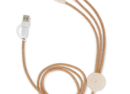 FSC Kork 3-in-1 PD Schnellladekabel - Naturfarben TK Gruppe® Grosshandel 