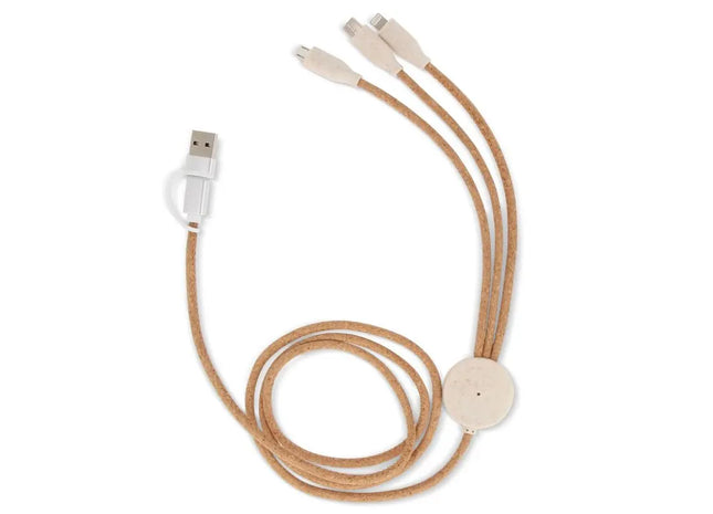 FSC Kork 3-in-1 PD Schnellladekabel - Naturfarben TK Gruppe® Grosshandel 