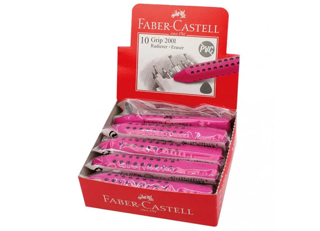 Faber Castell Dreieckiger Radiergummi mit Griff, Pink - Ergonomisches Design für Präzises Radieren TK Gruppe® Grosshandel 