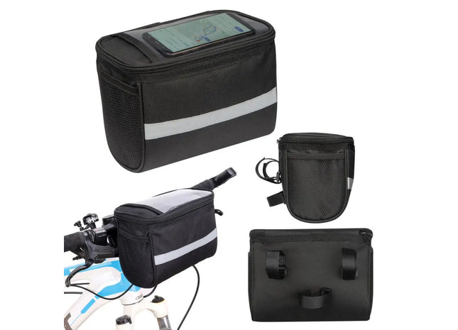 Fahrradtasche für den Lenker Pompei - schwarz Wasserdichte, multifunktionale Lenkertasche TK Gruppe® Grosshandel 