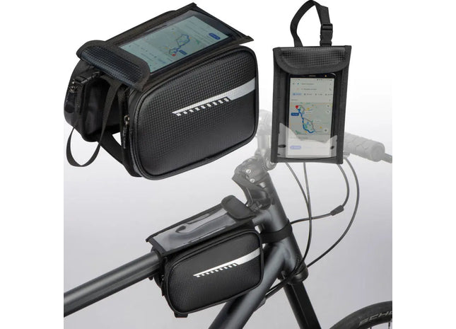 Fahrradtasche für den Rahmen - schwarz Wasserdichte, geräumige Rahmentasche TK Gruppe® Grosshandel 
