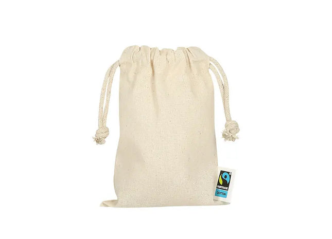 Fairtrade-Baumwoll-Zuziehbeutel, 10x14 cm, Natürlich & Praktisch TK Gruppe® Grosshandel 