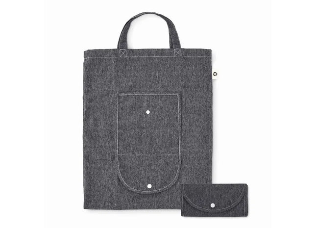 Faltbare Einkaufstasche DUOFOLD - schwarz, kompakte und robuste Tragetasche für unterwegs TK Gruppe® Grosshandel 