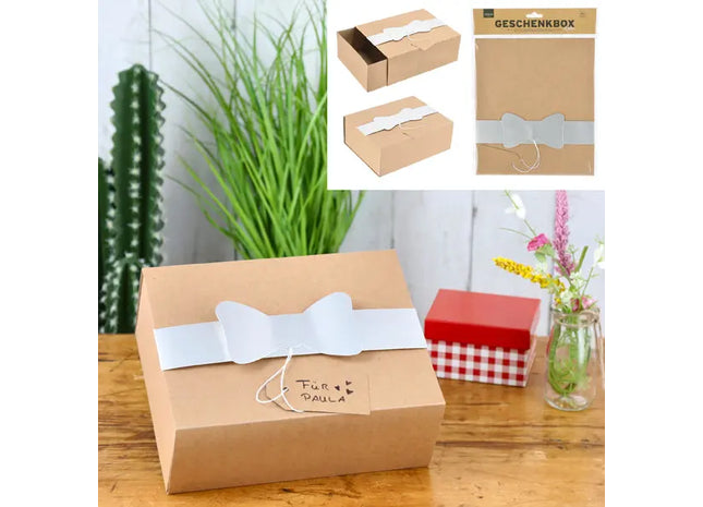 Faltbare Geschenkbox in Silber-Natur, 18x9x23 cm – Elegante Präsentverpackung TK Gruppe® Grosshandel 