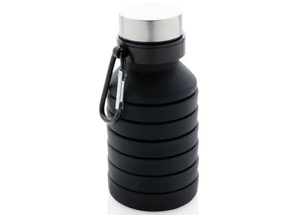 Faltbare Silikon-Wasserflasche, Auslaufgeschützt, 500ml, Schwarz TK Gruppe® Grosshandel 