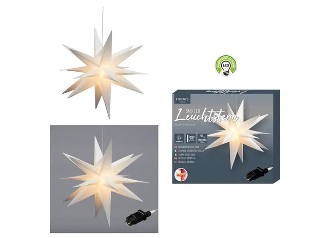 Faltbarer LED-Stern, SMD, Weiß, Outdoor, Groß, Ca. 60cmD - Strahlende Dekoration für Draußen TK Gruppe® Grosshandel 