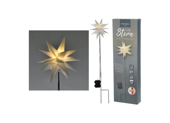 Faltbarer Outdoor LED Stern, weiß, SMD, mit Stecker, Ø 25cm - Stilvolle Außendeko TK Gruppe® Grosshandel 