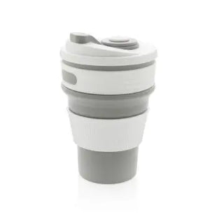 Faltbarer Silikonbecher - Grau, Kompakter und wiederverwendbarer Trinkbecher für unterwegs TK Gruppe® Grosshandel 