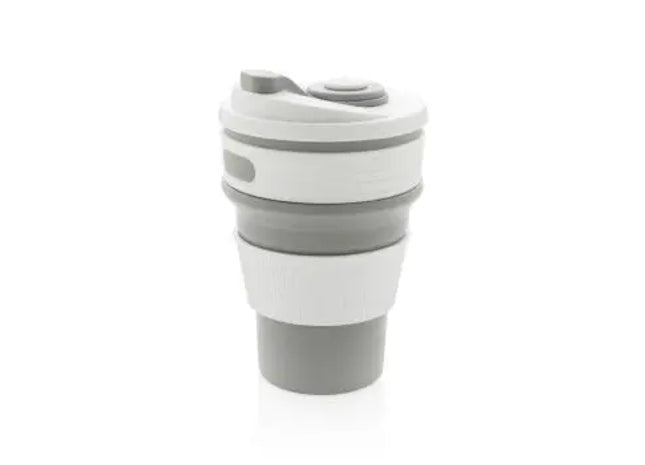 Faltbarer Silikonbecher - Grau, Kompakter und wiederverwendbarer Trinkbecher für unterwegs TK Gruppe® Grosshandel 