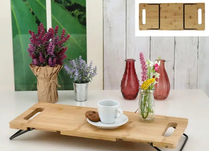 Faltbares Bambus-Tablett mit Standfüßen, ca. 48x20x7cm - Vielseitiges Servier- und Dekoaccessoire TK Gruppe® Grosshandel 