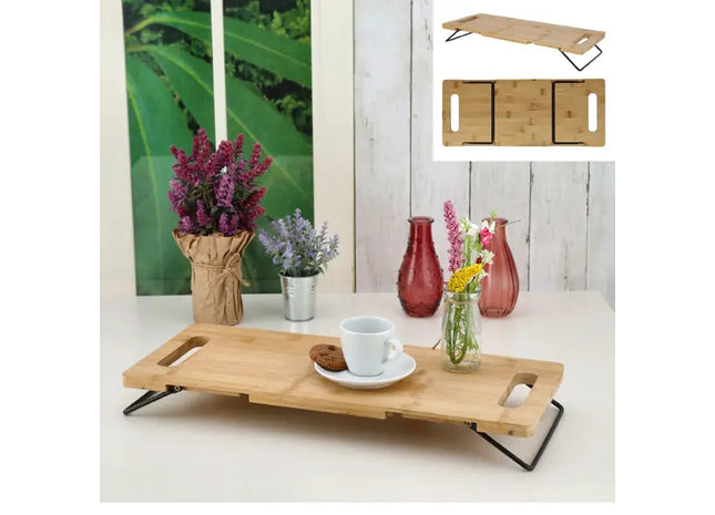 Faltbares Bambus-Tablett mit Standfüßen, ca. 48x20x7cm - Vielseitiges Servier- und Dekoaccessoire TK Gruppe® Grosshandel 