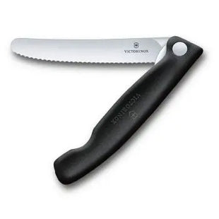 Faltbares Gemüsemesser mit Wellenschliff, 11 cm - Effizient & Mobil, Schwarz TK Gruppe® Grosshandel 
