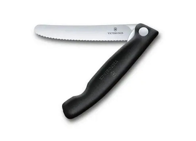 Faltbares Gemüsemesser mit Wellenschliff, 11 cm - Effizient & Mobil, Schwarz TK Gruppe® Grosshandel 
