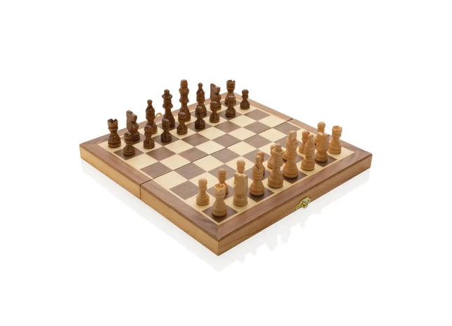 Faltbares Schachspiel aus Holz in Braun - Klassisches Design, Ideal für Unterwegs TK Gruppe® Grosshandel 