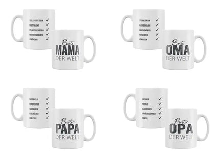 Familien-Liebesbecher Set für Mama, Papa, Oma, Opa, 4er-Pack, 9,5cm Hoch TK Gruppe® Grosshandel 